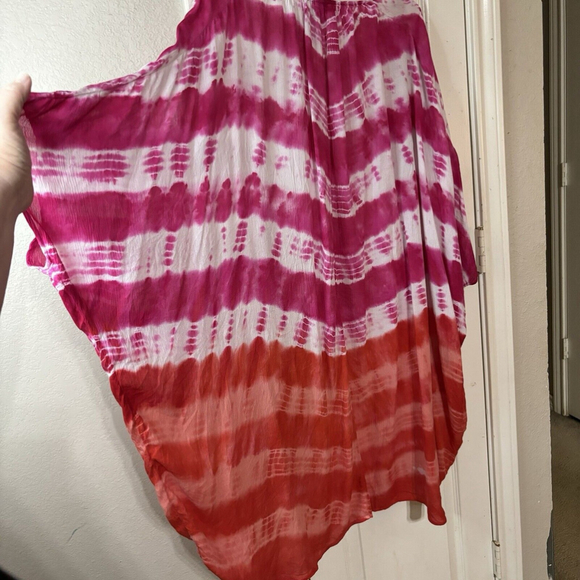 2X/3X Catherines Cool Hippie Pink N Orange Tie Dyed Shell Coverup Or Duster - Picture 4 of 10